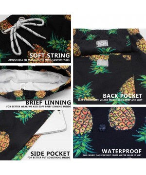 Men Swim Trunks Quick Dry Beach Shorts with Adjustable Waistband Swimwear - Pineapple-black - CT18NCQTM0N $33.58-Board Shorts