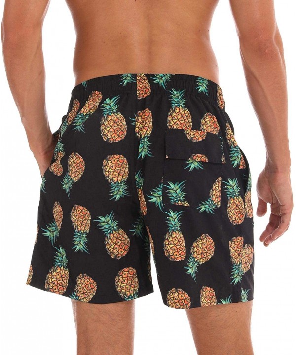 Men Swim Trunks Quick Dry Beach Shorts with Adjustable Waistband Swimwear - Pineapple-black - CT18NCQTM0N $33.58-Board Shorts