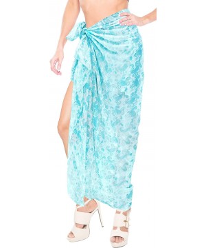 Womens Plus Size Sarong Swimsuit Cover Up Summer Beach Wrap Full Long C - Blue_f38 - CH184T7TUXD $16.80-Cover-Ups