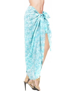 Womens Plus Size Sarong Swimsuit Cover Up Summer Beach Wrap Full Long C - Blue_f38 - CH184T7TUXD $16.80-Cover-Ups