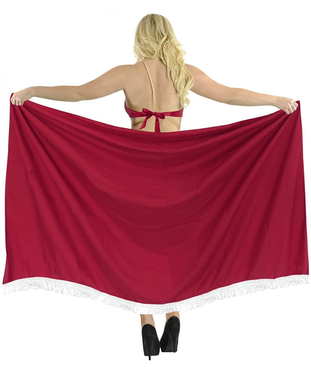 Women's One Size Swimwear Bikini Cover-Up Beach Towel Wrap Embroidered - Spooky Red_o740 - C0125TUVNUD $14.88-Cover-Ups