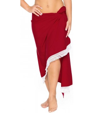 Women's One Size Swimwear Bikini Cover-Up Beach Towel Wrap Embroidered - Spooky Red_o740 - C0125TUVNUD $14.88-Cover-Ups