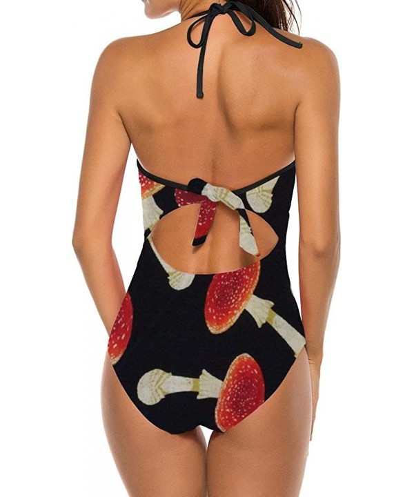 Women's One Piece Swimsuit Monokini U Neck Backness Swimwear Bathing Suit - Red Mushrooms - CH190S5YAR7 $29.99-One-Pieces