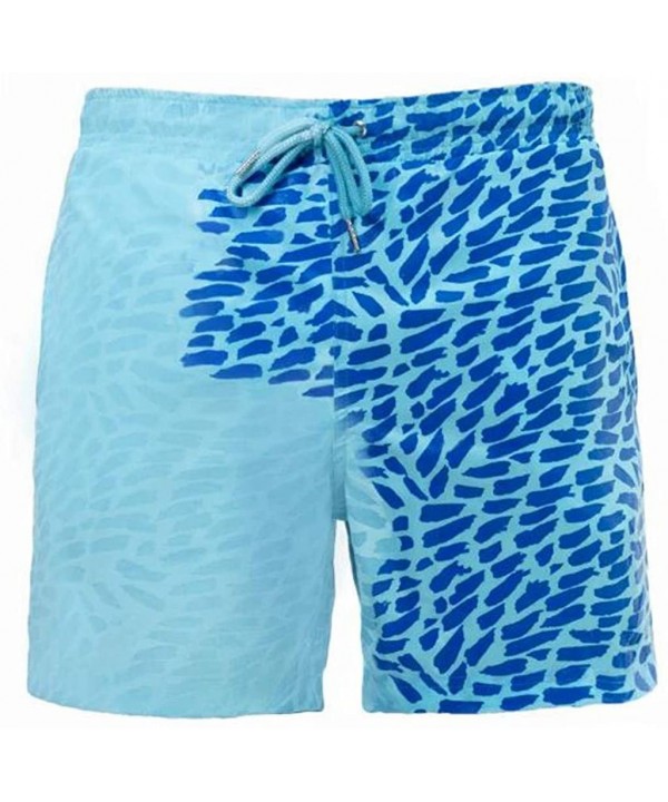 Mens Swim Trunks Shorts Temperature-Sensitive Color-Changing Beach Pants - B Blue - CH1906ID9SE $24.87-Trunks