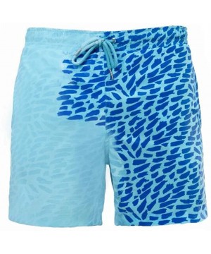 Mens Swim Trunks Shorts Temperature-Sensitive Color-Changing Beach Pants - B Blue - CH1906ID9SE $24.87-Trunks