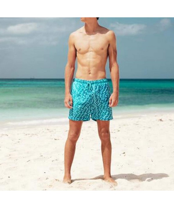 Mens Swim Trunks Shorts Temperature-Sensitive Color-Changing Beach Pants - B Blue - CH1906ID9SE $24.87-Trunks