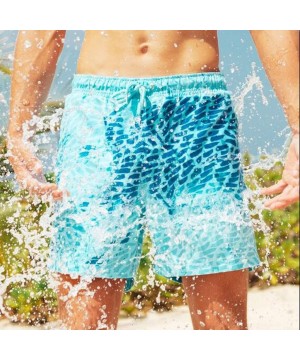 Mens Swim Trunks Shorts Temperature-Sensitive Color-Changing Beach Pants - B Blue - CH1906ID9SE $24.87-Trunks