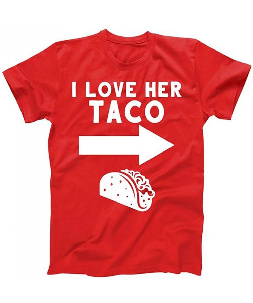 I Love HER Taco Shirt Men's Summer Printed Round Neck Hip Hop Short Sleeve Tee Blouse T-Shirt - Red - CJ1942I5LZZ $10.71-Rash...