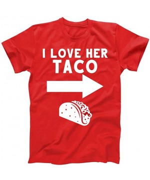 I Love HER Taco Shirt Men's Summer Printed Round Neck Hip Hop Short Sleeve Tee Blouse T-Shirt - Red - CJ1942I5LZZ $10.71-Rash...