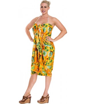 Women's Beach Sarong Pareo Swimwear Cover Ups Wrap Skirt Full Long D - Pumpkin Orange_e420 - CE12NS1H03C $13.13-Cover-Ups