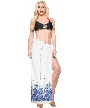 Women's Swimsuit Cover Up Sarong Bikini Pareo Beach Wrap Embroidered - Ghost White_a753 - CI18D9HE99R $12.75-Cover-Ups