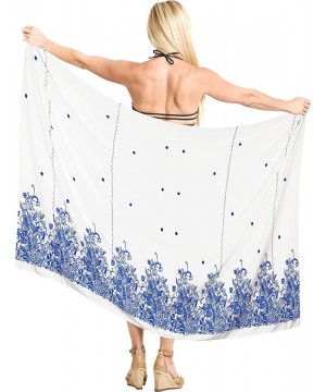 Women's Swimsuit Cover Up Sarong Bikini Pareo Beach Wrap Embroidered - Ghost White_a753 - CI18D9HE99R $12.75-Cover-Ups