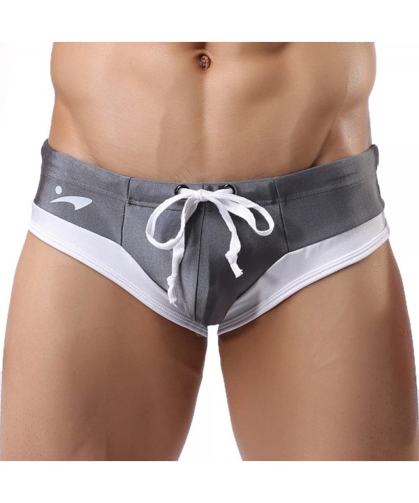 Men's Quick Dry Swim Trunks Pulling Rope Low Waist Swimming Shorts Breathable Beach Swimwear Bathing Suits - Gray - C118QQOY7...