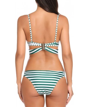 Women's 2 Piece Swimsuits Sexy Bikini Set Tie Side Triangle Top and Brazilian Bottom Beachwear - 6535-green - C118WI23XOO $20...