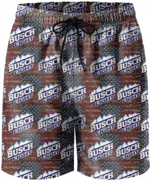 Mens Waterproof Swim Trunks Quick Dry Light-Beer-Light-Shading-White-Blue- Swimwear Beach Wear with Pockets - American Flag W...