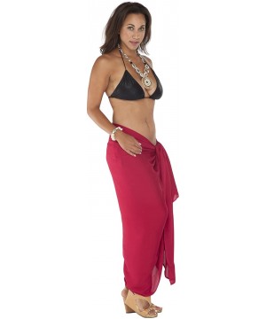 Womens Plus Size Fringeless Swimsuit Sarong - Burgundy - CK115X9EBOB $27.64-Cover-Ups