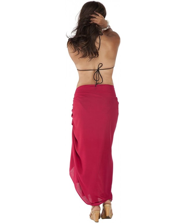 Womens Plus Size Fringeless Swimsuit Sarong - Burgundy - CK115X9EBOB $27.64-Cover-Ups