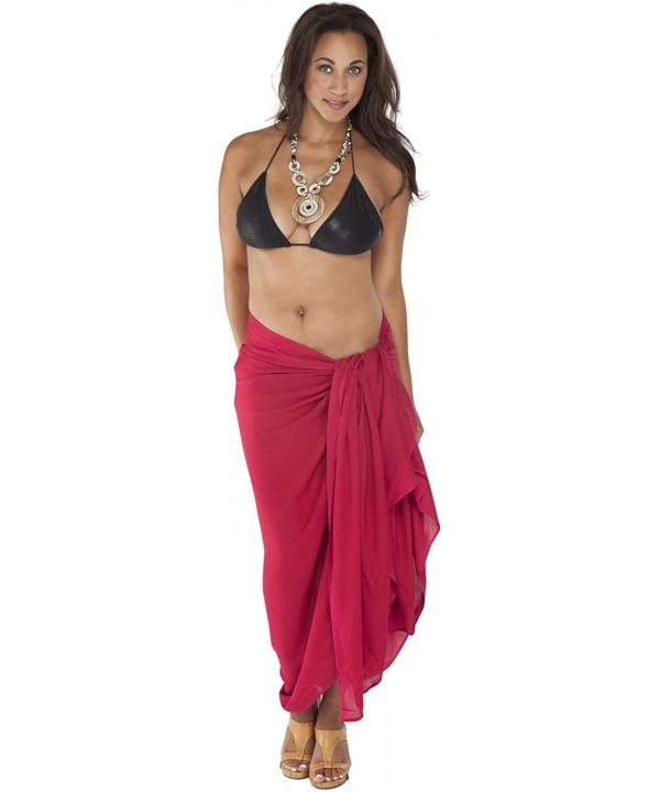 Womens Plus Size Fringeless Swimsuit Sarong - Burgundy - CK115X9EBOB $27.64-Cover-Ups