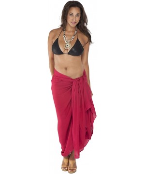 Womens Plus Size Fringeless Swimsuit Sarong - Burgundy - CK115X9EBOB $27.64-Cover-Ups