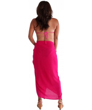 Womens Plus Size Fringeless Swimsuit Sarong - Burgundy - CK115X9EBOB $27.64-Cover-Ups