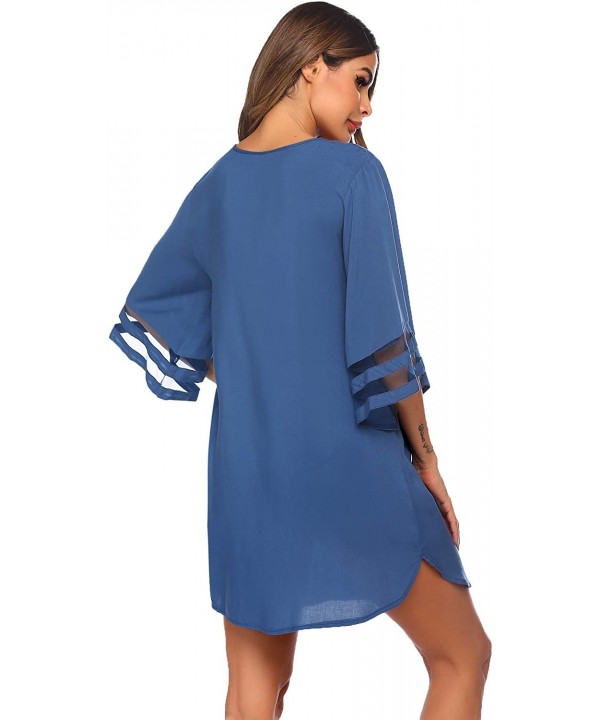 Women's Swim Cover Ups for Beach Swimwear- Summer Casual Loose Sun Dress - Sapphire - C81903G4NHU $24.27-Cover-Ups