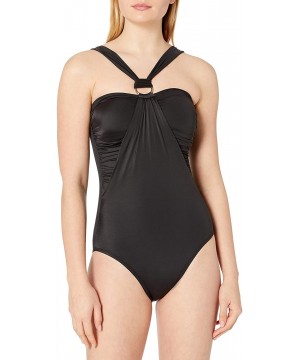 Women's Control One Piece Swimsuit - Black Halter - C3182W3UYCS $26.83-One-Pieces