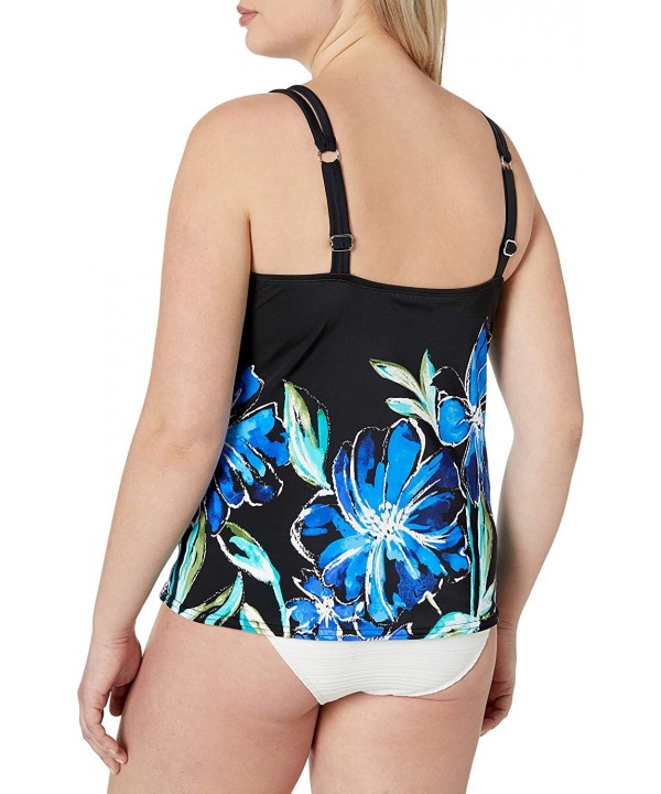 Women's High Neck Tankini Swimsuit Top - Multi//in Cool Bloom - CC18Y8ZQ4L7 $45.62-Tops