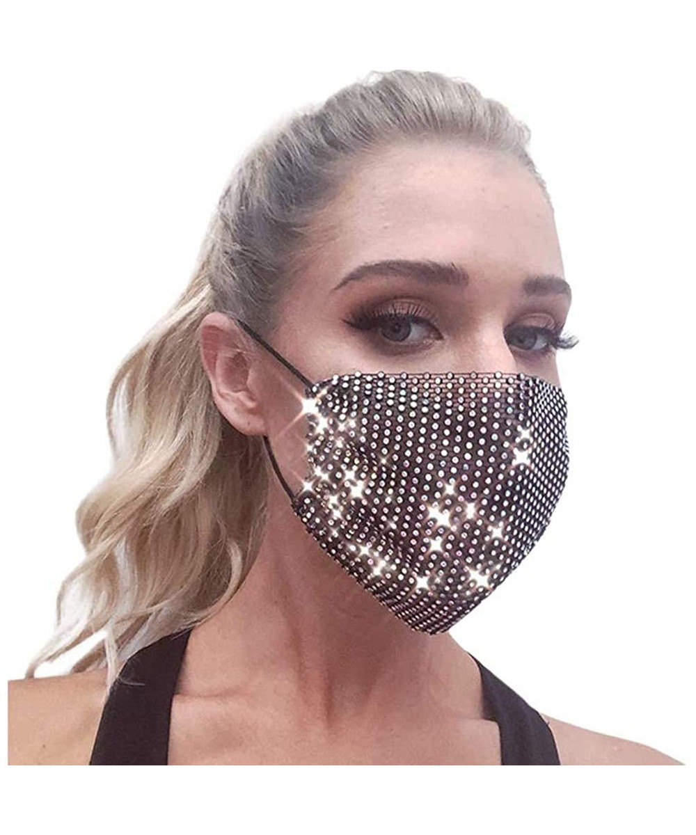 Sparkly Rhinestone Mesh Crystal Mesh Masquerade Ball Party Halloween Nightclub Adjustable for Women and Girls【US in Stock】 - ...