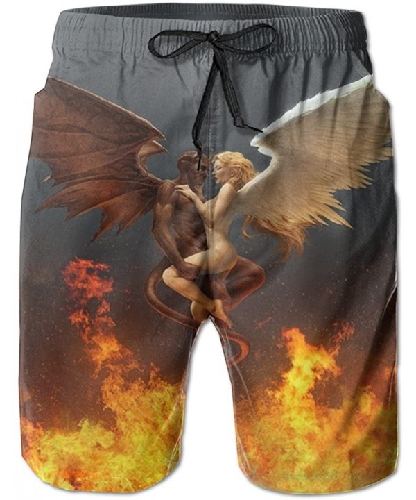 Mens Casual Lover in Fire Angel and Devil Beach Shorts Quick Dry Cargo Shorts - White - C41859C7260 $15.70-Trunks