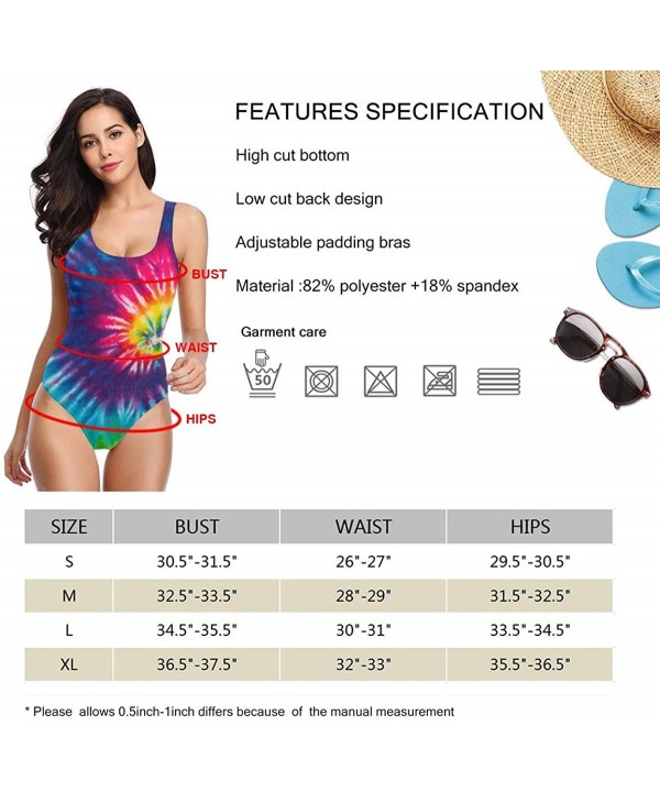 Women Backless Swimsuit with Colored Vortex Print- Beach One Piece Swimwear Sports Vest. - Multicolor-1 - C3190YU3OAA $21.64-...