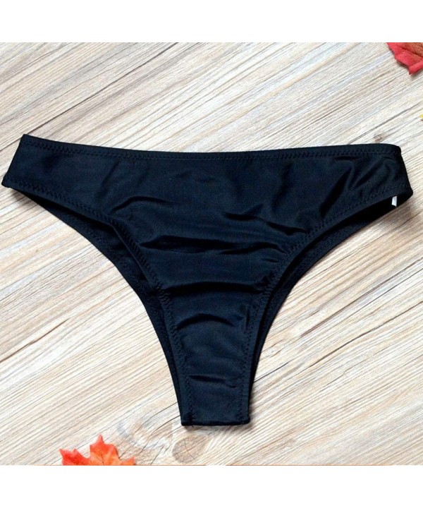 Ladies Printed Thong Sexy Bikini Bottoms Bathing Beach Wear for Women Summer Swimsuit - Black - CT196ULNIYA $8.36-Bottoms