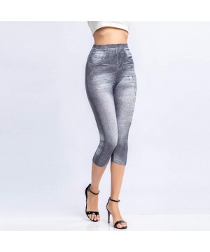 2020 Fashion Leggings for Women High Waist Print Jeggings Womens Juniors Classic Imitate Denim Skinny Jeans Gray 2 - C8196OTC...