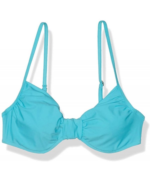 Women's Underwire Bra Bikini Top with Adjustable Straps - Aqua - CI12D83M5Y1 $12.34-Tops