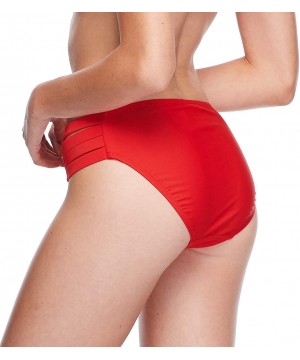 Women's Smoothies Nuevo Contempo Solid Full Coverage Bikini Bottom Swimsuit - Smoothies True Red - CC18Z090LWE $36.27-Bottoms