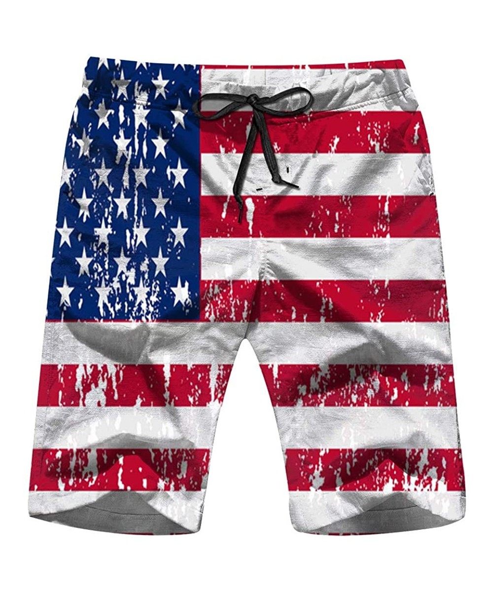 Unusual USA Flag Image Mens Boardshorts Swim Trunks Quick-Drying Running Shorts - Multicolored - CS18WHS48DQ $26.85-Board Shorts