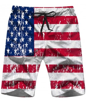 Unusual USA Flag Image Mens Boardshorts Swim Trunks Quick-Drying Running Shorts - Multicolored - CS18WHS48DQ $26.85-Board Shorts