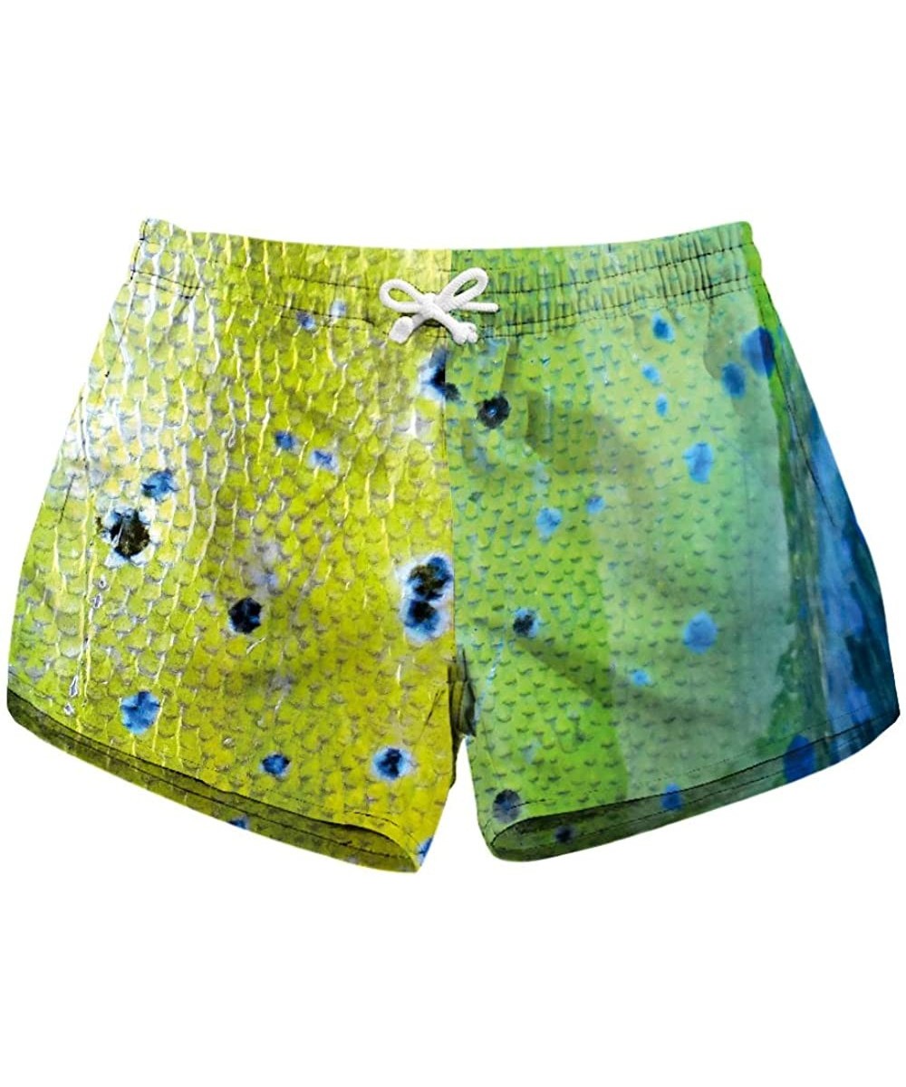 Women's Print Drawstring Elastic Waist Casual Quick Dry Beach Shorts Swim Trunks - Peacock Feather - CG18UZ59EL9 $20.19-Bottoms