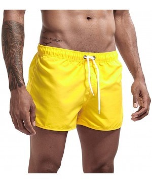 Men's Spring and Summer Splicing Swimming Trousers and Beach Surfing Shorts - Yellow - CZ18ULLISRX $14.82-Briefs