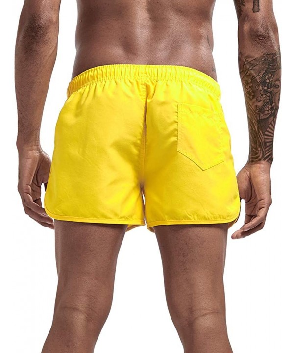 Men's Spring and Summer Splicing Swimming Trousers and Beach Surfing Shorts - Yellow - CZ18ULLISRX $14.82-Briefs