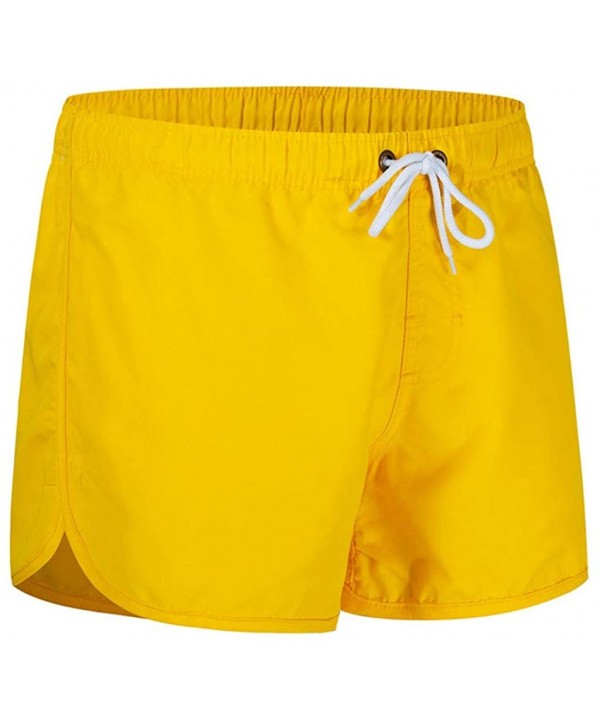 Men's Spring and Summer Splicing Swimming Trousers and Beach Surfing Shorts - Yellow - CZ18ULLISRX $14.82-Briefs