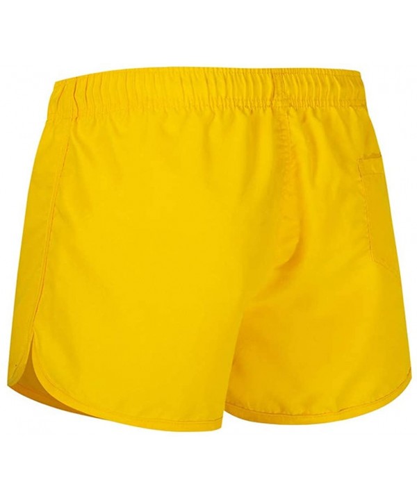 Men's Spring and Summer Splicing Swimming Trousers and Beach Surfing Shorts - Yellow - CZ18ULLISRX $14.82-Briefs