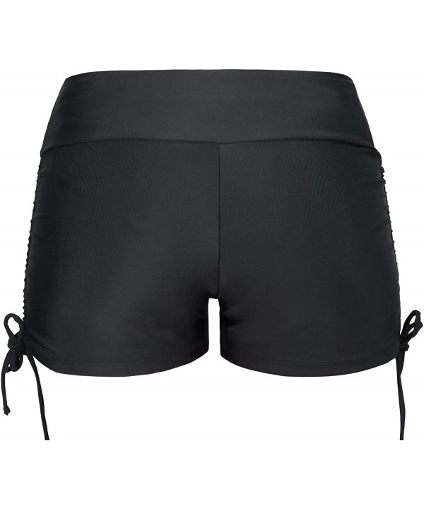 Women Boyshorts Swimming Bottom Swimsuit Tankini Bottom Stretch High Waist Swim Shorts - 01 Black(tie Side) - C618O3IN4OE $13...