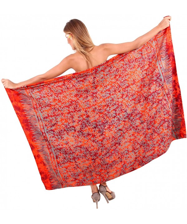 Women's Summer Beach Wrap Cover Up Maxi Skirt Sarong Wrap Hand Paint - Pumpkin Orange_u838 - CO121U7VMKZ $13.85-Cover-Ups