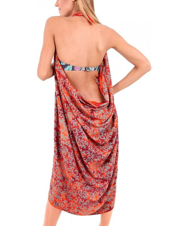 Women's Summer Beach Wrap Cover Up Maxi Skirt Sarong Wrap Hand Paint - Pumpkin Orange_u838 - CO121U7VMKZ $13.85-Cover-Ups