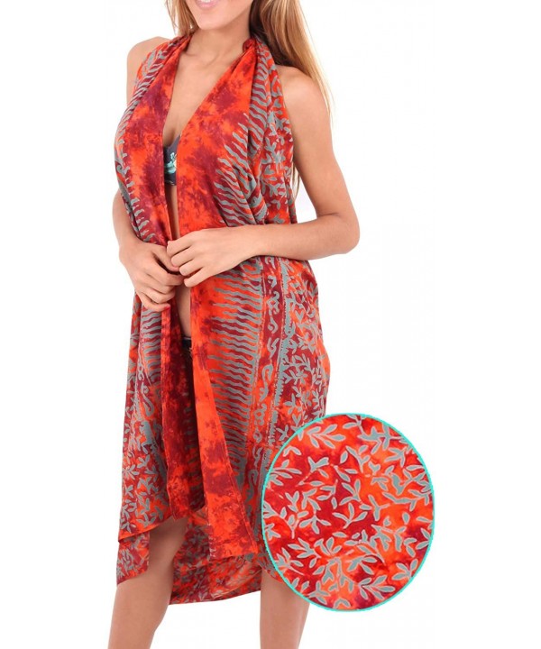 Women's Summer Beach Wrap Cover Up Maxi Skirt Sarong Wrap Hand Paint - Pumpkin Orange_u838 - CO121U7VMKZ $13.85-Cover-Ups