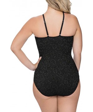 Womens Plus Size One Piece Swimsuit High Neck Floral Printed Monokinis Bathing Suit - Black C - CP18TN6I5XI $22.05-One-Pieces