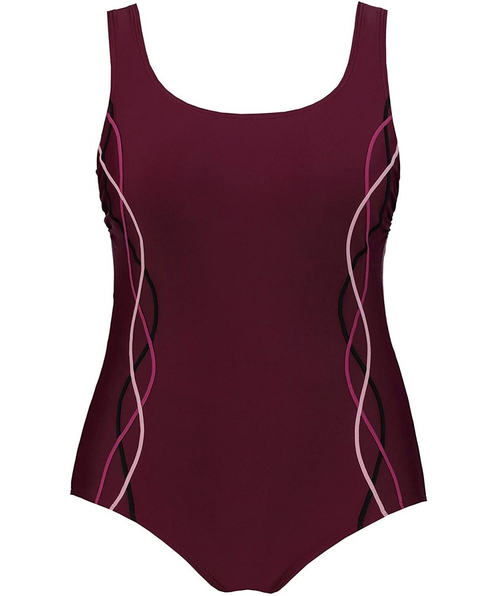 Women's Plus Size Slimming Sporty Swimsuit 659377 - Purple (Berry Red 72603080) - CB18Z3UOU56 $50.19-One-Pieces