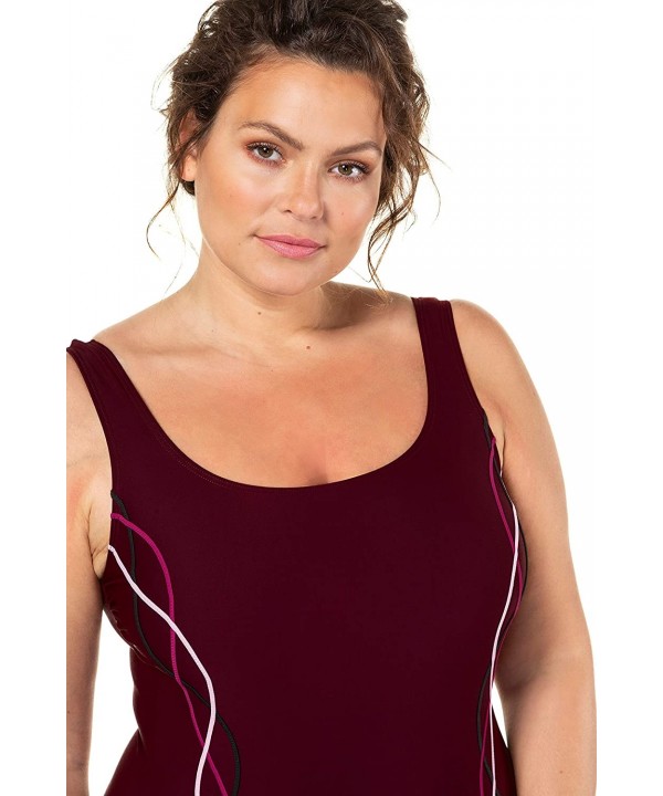 Women's Plus Size Slimming Sporty Swimsuit 659377 - Purple (Berry Red 72603080) - CB18Z3UOU56 $50.19-One-Pieces