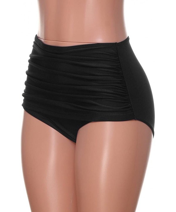 Women's High Waisted Swim Bottom Ruched Bikini Tankini Swimsuit Briefs Plus Size - Black - C319447H3SM $10.51-Bottoms