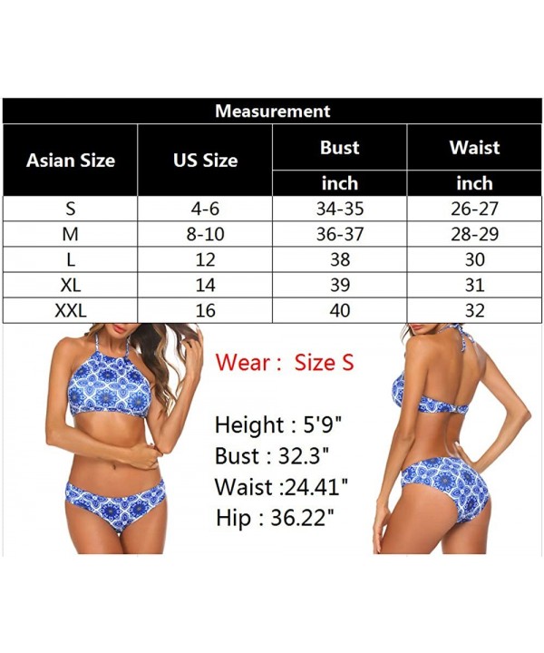 Women's Sexy Halter Leaves Print 2 Piece Swimsuit Padding Bikini Set - 04 Red - C0193ZN9Q3G $23.80-Sets